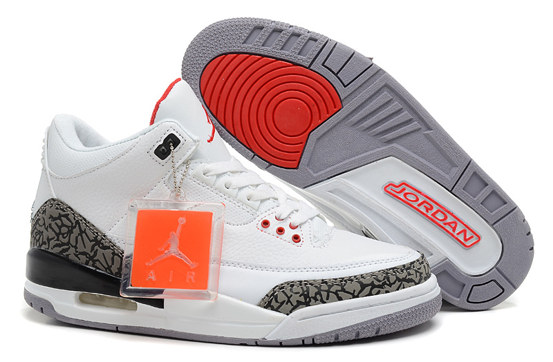 Air Jordan 3 Men Shoes Black//White/Red Online